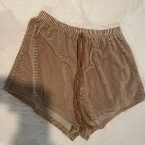 brown fuzzy pajama shorts